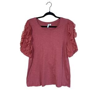 Cato Women’s T-Shirt, Red, Flowy Sleeves, Size L, EUC
